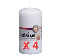 4 X Bolsius Pillar Candle White (120mm x 58 mm)