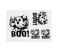 4 x 'BOO! Halloween Ghost' Temporary Tattoos - Water Resistant, Skin-Safe, Non-Toxic Transfers, Mixed Sizes (TO00075798)