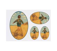 4 x 'Boy on the Beach' Temporary Tattoos - Water Resistant, Skin-Safe, Non-Toxic Transfers, Mixed Sizes (TO00084828)