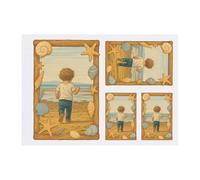 4 x 'Boy on the Beach' Temporary Tattoos - Water Resistant, Skin-Safe, Non-Toxic Transfers, Mixed Sizes (TO00084878)