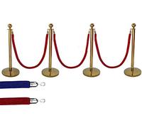 4 X Brass Queue Barrier Posts Security Stanchion Rope Divider Steel Set Gold