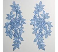 4 X Bridal Lace Applique Floral Corded Wedding Motif #61 (Light Blue)