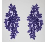 4 X Bridal Lace Applique Floral Corded Wedding Motif #61 (Purple)