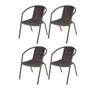 (4 x Brown Rattan Chair Only) Garden Outdoor Patio Chairs Table with Parasol Hole