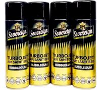 4 x Bundle New Scents Sovereign Car Home Office Gym Turbojet Air Sanitiser Freshener Spray (Bubblegum)