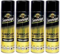 4 x Bundle New Scents Sovereign Car Home Office Gym Turbojet Air Sanitiser Freshener Spray (Fresh Linen)