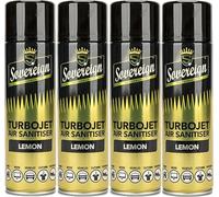 4 x Bundle New Scents Sovereign Car Home Office Gym Turbojet Air Sanitiser Freshener Spray (Lemon)
