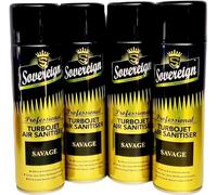 4 x Bundle New Scents Sovereign Car Home Office Gym Turbojet Air Sanitiser Freshener Spray (SAVAGE)