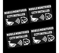 4 x C58W Signs CCTV Mobile Monitored Installed Window Reverse Stickers Small 24hr Security Warning Camera Vinyl Video Recording Home Premises Business Shop 90x60mm White on Clear