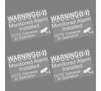 4 x C65W Stickers CCTV Cameras in Operation and Monitored Alarm System Installed Signs White on Clear Inside Window Decals 130x87mm Internal Video Recording Security Warning Adhesive Vinyl