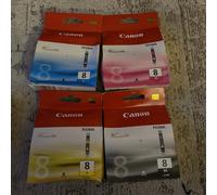 4 X CANON Original Ink Cartridges CLI-8C + CLI-8m + CLI- 8Y + CLI-8bk Out Of D