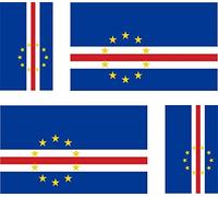 4 x Car Stickers Motorcycle Suitcase Laptop cap worm Cape Verde Flag