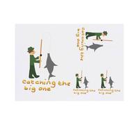 4 x 'Catching The Big One' Temporary Tattoos - Water Resistant, Skin-Safe, Non-Toxic Transfers, Mixed Sizes (TO00079534)