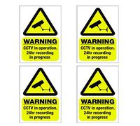4 x CCTV Camera Security Self Adhesive Backed Sticker Signs 150 mm High x 100 mm Wide (6 inches high x 4 inches wide) - Closed Circuit Video Warning
