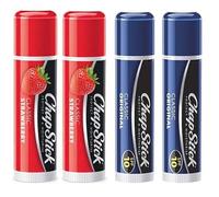 4 X ChapStick Classic Original & Strawberry Lip Balm, SPF 10, Long-Lasting Moisturisation - Exclusive AG Total Health Bundle
