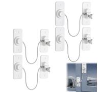 4 x Child Lock for Windows, Refrigerator, Cupboard, Doors, Fridge Lock, No Drilling, Window Lock, Children, Child Lock for Fridges, Washing Machines, Windows, White