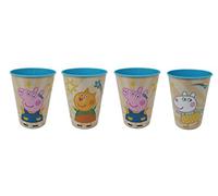 4 x Children's Drinking Cups 260 ml Glass Plastic BPA Free - for Girls (4 x Peppa Pig)