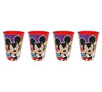 4 x Children's Drinking Cups, 260 ml/Select from: Incredibles Spiderman - Batman - Thomas - Mickey / Mug Glass made of Plastic BPA Free / Gift for Boys Mickey 02