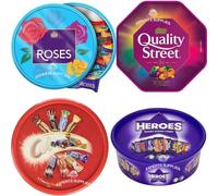 4 x Chocolate Tub For Heros, Roses, Celebrations & Quality Street 550g Perfect For Birthday, christmas, New year (NEW PACK)