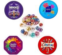 4 x Chocolate Tubs ASSORTED PACK 1 EACH Of Celebrations, Roses, Heroes and Quality With Lindt Assorted Chocolate Truffles