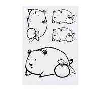 4 x 'Chubby Hamster with fruit' Temporary Tattoos - Water Resistant, Skin-Safe, Non-Toxic Transfers, Mixed Sizes (TO00083124)