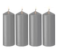 4 x Classic Candles Church Pillar Candles (Large, Grey)