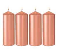 4 x Classic Candles Church Pillar Candles (Large, Rose Gold)