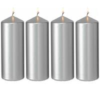4 x Classic Candles Church Pillar Candles (Large, Silver)