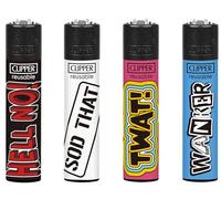 4 X CLIPPER LIGHTERS (NAUGHTY WORDS 3)