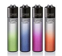 4 x Clipper Lighters Rare Metallic Gradient Design Lighter