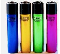 4 x Clipper Lighters Set Assorted Designs Gas Lighter Refillable GREAT GIFT SET ( CRYSTAL 8 )