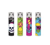 4 x Clipper Lighters Set, Assorted Designs, Gas Lighter Refillable You get all 4 NEW, GIFT SET ( JET FLAME WINDPROOF LIGHTER JET FLAME - BROKEN SKULLS - X 4 )