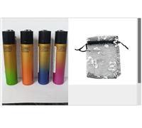4 x Clipper Lighters Set GOLD Gradient COLORFUL MAXI SIZE LIGHTER Assorted Refillable Lighters SET GOLD GRADIENT COLORFUL DESIGN LIGHTER GOLD GRADIENT COLORFUL With GIFT CASE BLACK POUCH