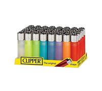 4 x Clipper Lighters Set,- TRANSLUCENT COLOURS - See Throw CLEAR COLOUR MAXI SIZE LIGHTER Assorted Designs, Gas Lighter Refillable LIGHTER