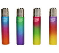 4 x Clipper Lighters Set,Triple Gradient MAXI SIZE LIGHTER Assorted Designs, Gas Lighter Refillable Lighters SET GOLD GRADIENT DESIGN LIGHTER GOLD GRADIENT WITH GIFT CASE BLACK POUCH