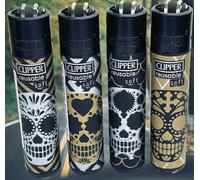 4 x Clipper Lighters - SOFT SKULLS 7 - Gas Lighter Refillable You get all 4 NEW ( SOFT SKULLS 7 )