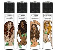 4 x Clipper Lighters WOMEN BODIES Design Set Black Top Gas Refillable Lighter Standard Size Replaceable Flint Rare Limited Edition