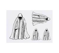 4 x 'Cloaked Figure ' Temporary Tattoos - Water Resistant, Skin-Safe, Non-Toxic Transfers, Mixed Sizes (TO00075042)