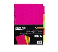 4 X Concord Divider 5-Part A4 Manilla Neon Assorted 89099+ Finchley Pen Free