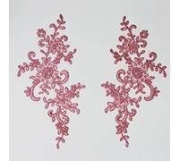 4 X Corded Embroidery Floral Lace Applique Wedding Motif Sew On Size: 25 cm x 12 cm :#39A (Carol Pink)