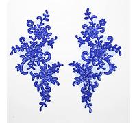 4 X Corded Embroidery Floral Lace Applique Wedding Motif Sew On Size: 25 cm x 12 cm :#39A (Royal Blue)