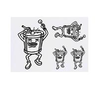4 x 'Crazy Drum' Temporary Tattoos - Water Resistant, Skin-Safe, Non-Toxic Transfers, Mixed Sizes (TO00012911)