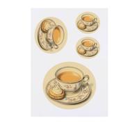 4 x 'Cup of Tea with a Custard Cream Biscuit' Temporary Tattoos - Water Resistant, Skin-Safe, Non-Toxic Transfers, Mixed Sizes (TO00081158)