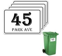 4 x Customised Wheelie Bin Number and Address Stickers Self Adhesive with Personalised House Number and Street or Road Name Waterproof and Weatherproof Custom Bin Sticker 10x15cm (Option 05)