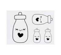 4 x 'Cute Baby Milk Bottle' Temporary Tattoos - Water Resistant, Skin-Safe, Non-Toxic Transfers, Mixed Sizes (TO00082276)