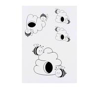 4 x 'Cute Bees & Hive' Temporary Tattoos - Water Resistant, Skin-Safe, Non-Toxic Transfers, Mixed Sizes (TO00083300)