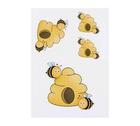 4 x 'Cute Bees & Hive' Temporary Tattoos - Water Resistant, Skin-Safe, Non-Toxic Transfers, Mixed Sizes (TO00083304)