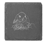 4 x 'Cute Bunny Rabbit' 10cm Square Slate Coasters (CR00174615)