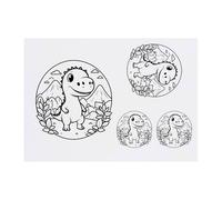 4 x 'Cute Dinosaur' Temporary Tattoos - Water Resistant, Skin-Safe, Non-Toxic Transfers, Mixed Sizes (TO00078452)