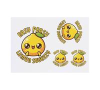 4 x 'Cute Easy Peasy Lemon Squeezy' Temporary Tattoos - Water Resistant, Skin-Safe, Non-Toxic Transfers, Mixed Sizes (TO00079818)